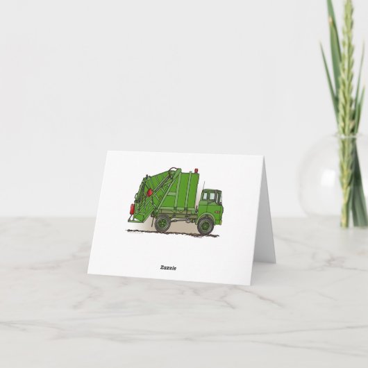 Garbage Truck Green Bedankkaart (Achterkant)