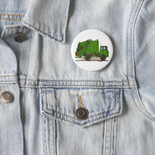 Garbage Truck Green Button Pin (In situ)