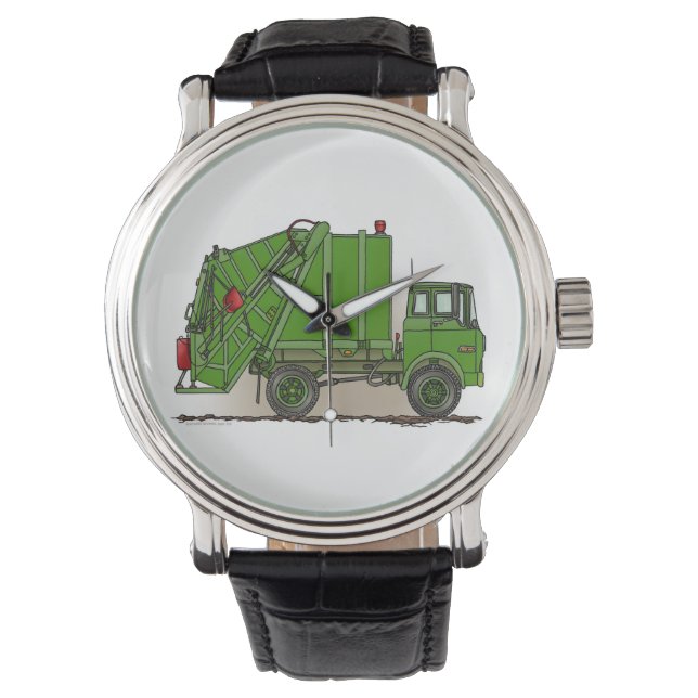 Garbage Truck Green Horloge (Voorkant)