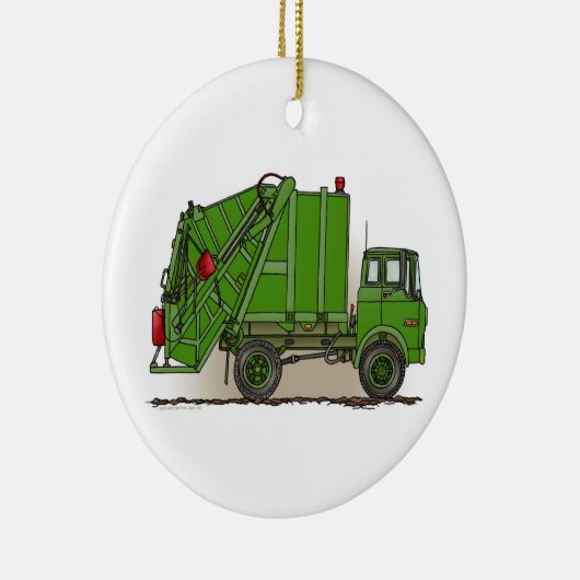 Garbage Truck Green Keramisch Ornament (Rechts)