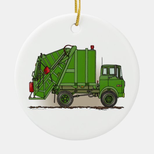 Garbage Truck Green Keramisch Ornament (Voorkant)