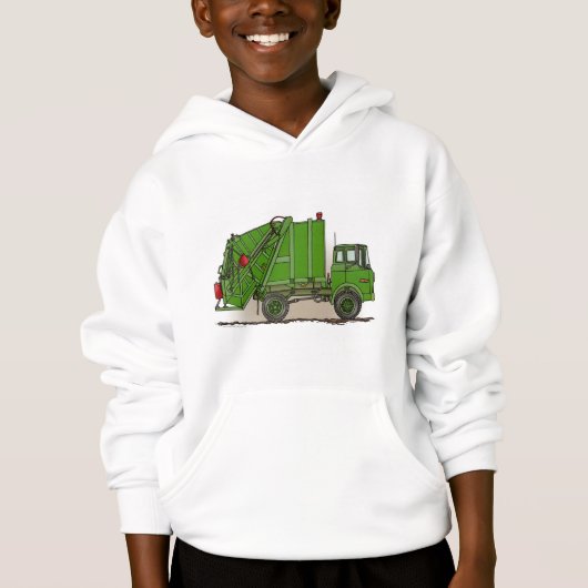 Garbage Truck Green Kinder Hoodie (Voorkant)