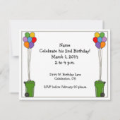 Garbage Truck Green Kinder Party Invitation Kaart (Achterkant)