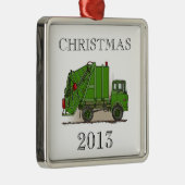 Garbage Truck Green Metalen Ornament (Rechts)