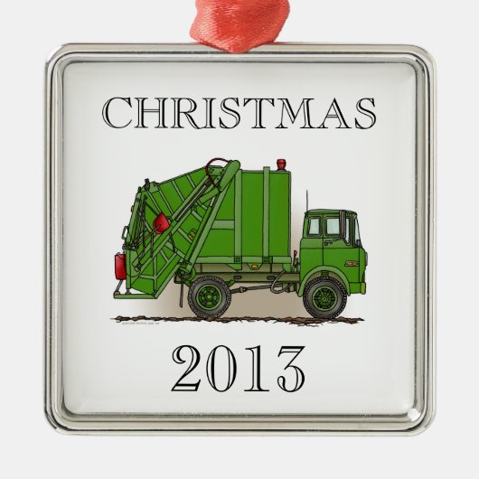 Garbage Truck Green Metalen Ornament (Voorkant)