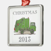 Garbage Truck Green Metalen Ornament (Links)