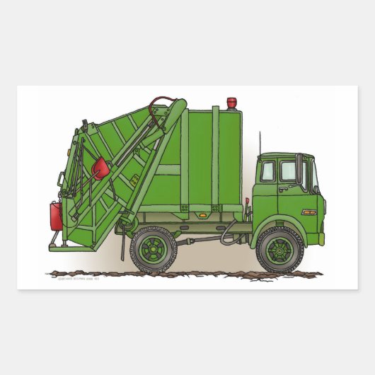 Garbage Truck Green Rechthoekige Sticker (Voorkant)