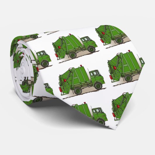 Garbage Truck Green Stropdas (Opgerold)