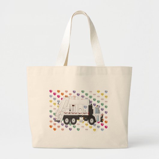Garbage Truck Love Grote Tote Bag (Voorkant)