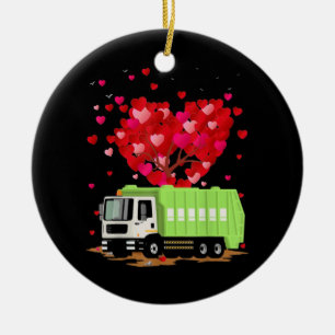 Garbage Truck Lover Heart Shape Keramisch Ornament