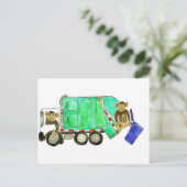Garbage Truck Monkey Briefkaart (Staand voorkant)