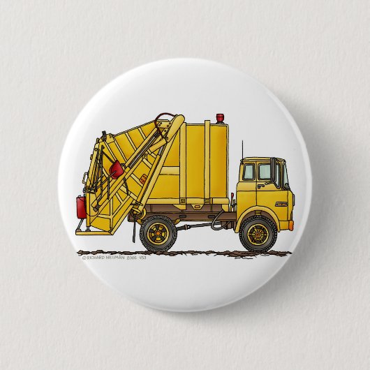Garbage Truck Rear Loader Pins Ronde Button 5,7 Cm (Voorkant)