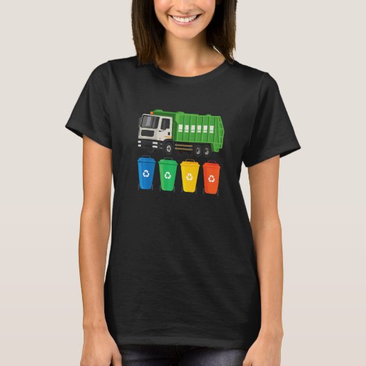 Garbage Truck Truck Trash Recycling Waste Manage T-shirt (Voorkant)