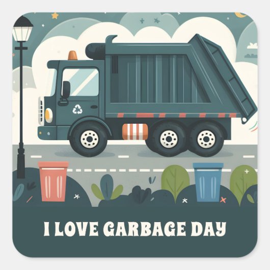 Garbage Truck Vierkante Sticker (Voorkant)