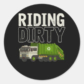 Garbage Trucker Ronde Sticker (Voorkant)