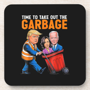 Garbage voor Trump 2024 Funny Time to Take Out Gar Bier Onderzetter