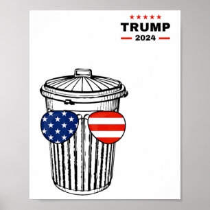 Garbyge voor Trump 2024 Garge Truck Trash kan stem Poster