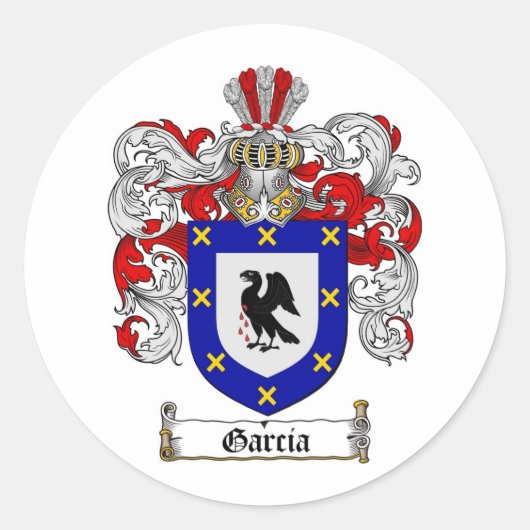 GARCIA FAMILIE CREST - GARCIA - WAPENKAT RONDE STICKER (Voorkant)