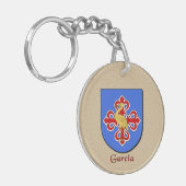 Garcia Historisch Schild met Vlag van Spanje Sleutelhanger (Voorkant Links)