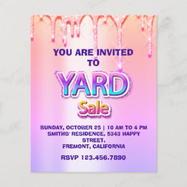Gard Sale Garage Sale Holographic Pink Ombre Drive Flyer