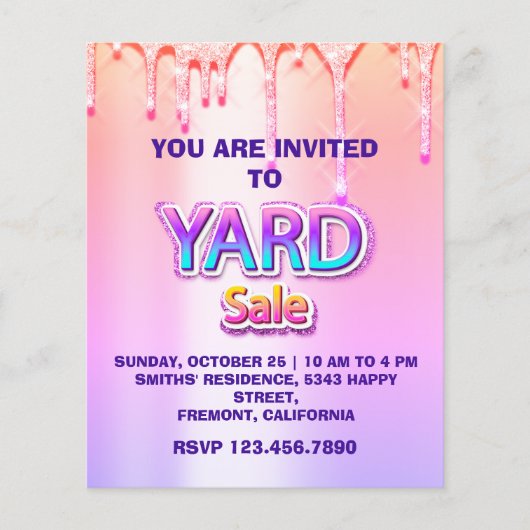Gard Sale Garage Sale Holographic Pink Ombre Drive Flyer (Voorkant)