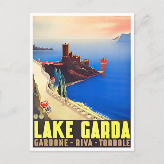 Garda Lake Italië — vintage-reis Briefkaart (Voorkant)