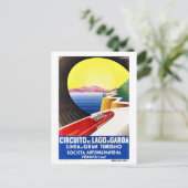 Garda Lake Italy Vintage Travel Poster gerestauree Briefkaart (Staand voorkant)
