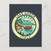 Gardameer Italië Illustratie Reizen Art Badge