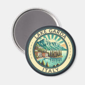 Gardameer Italië Illustratie Reizen Art Badge Magneet (Voorkant / Achterkant)