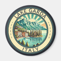 Gardameer Italië Illustratie Reizen Art Badge