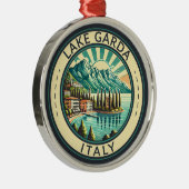 Gardameer Italië Illustratie Reizen Art Badge Metalen Ornament (Rechts)