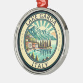 Gardameer Italië Illustratie Reizen Art Badge Metalen Ornament (Links)