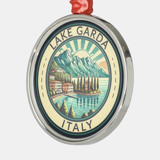 Gardameer Italië Illustratie Reizen Art Badge Metalen Ornament (Links)