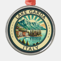 Gardameer Italië Illustratie Reizen Art Badge