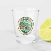 Gardameer Italië Illustratie Reizen Art Badge Shot Glas (Voorkant)
