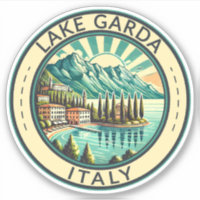 Gardameer Italië Illustratie Reizen Art Badge
