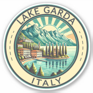 Gardameer Italië Illustratie Reizen Art Badge Sticker