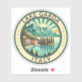 Gardameer Italië Illustratie Reizen Art Badge Sticker (Vel)