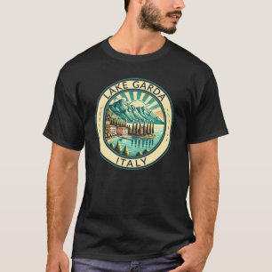 Gardameer Italië Illustratie Reizen Art Badge T-shirt
