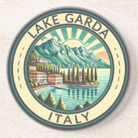 Gardameer Italië Illustratie Reizen Art Badge