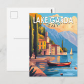 Gardameer Italië Travel Art Vintage Briefkaart (Voorkant / Achterkant)