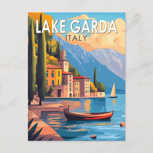 Gardameer Italië Travel Art Vintage Briefkaart (Voorkant)