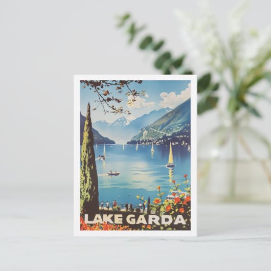 Gardameer Italië Vintage Beroemde Reisplaats Briefkaart (Staand voorkant)