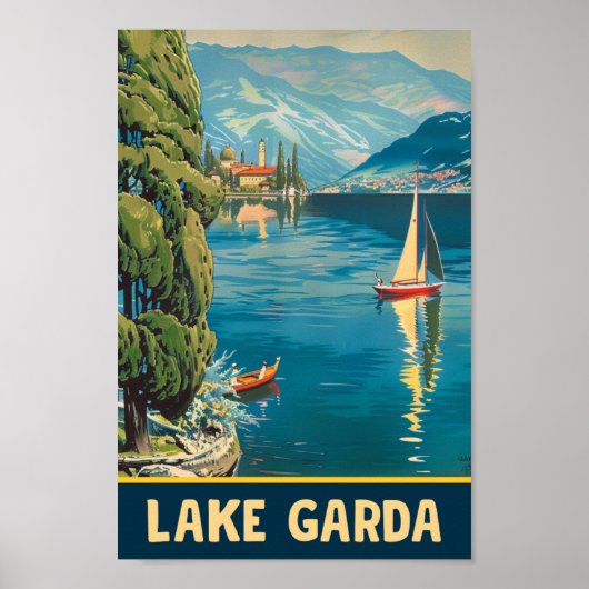 Gardameer Italië Vintage Beroemde Reisplaats Poster (Voorkant)