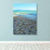 Gardameer kiezelstrand uitzicht canvas print (Insitu (Houten vloer))