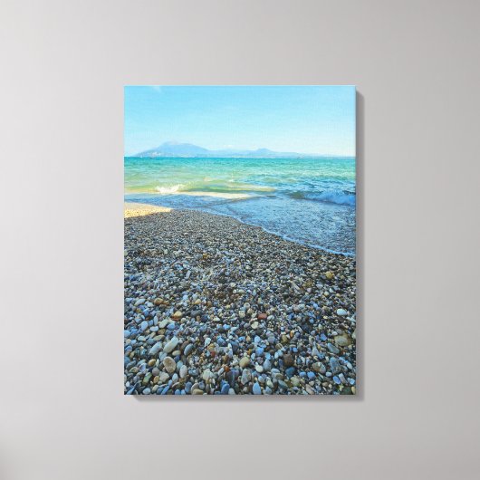 Gardameer kiezelstrand uitzicht canvas print (Voorkant)