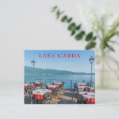Gardameer restaurant aan het meer uitzicht briefka briefkaart (Staand voorkant)