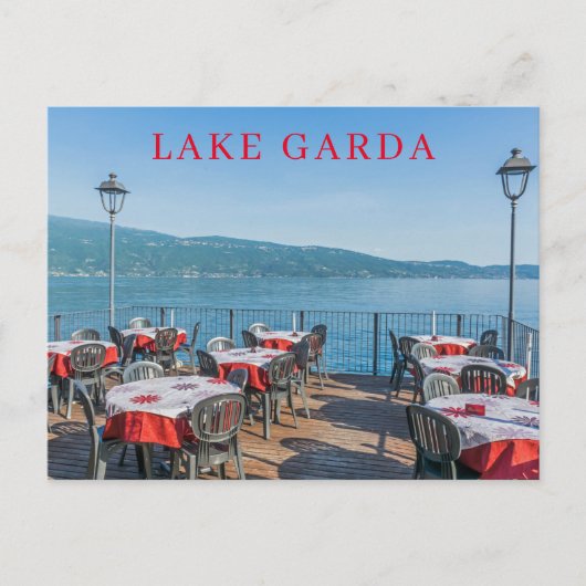 Gardameer restaurant aan het meer uitzicht briefka briefkaart (Voorkant)