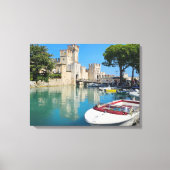 Gardameer Sirmione Castle uitzicht canvas print (Voorkant)