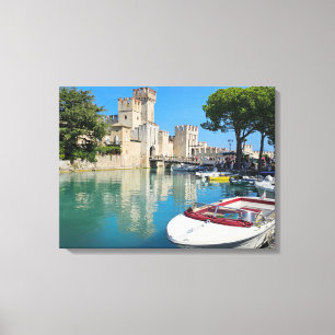 Gardameer Sirmione Castle uitzicht canvas print